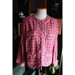 Silkland NWT Tweed Silk Jacket Blazer Y2K Preppy Barbie Coquette Womens Size XL